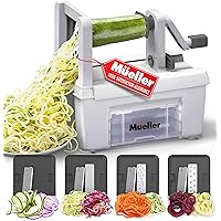 Mueller Pro Multi-Blade Spiralizer, Zucchini Noodle Maker, Vegetable Slicer Zester Chopper Dicer, ProQuality, Only Model to Make Round Veggie Pasta, Not Flat Julienne Noodles