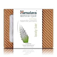 Himalaya Botanique Purifying Neem & Turmeric Body Bar for a Total Body Deep Cleaning, for Oily and Acne Prone Skin, 4.41 oz