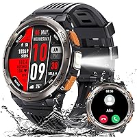 Military Smart Watch for Men with Flashlight 3ATM Water Resistence Rugged Smart Watch Bluetooth Call 1.45