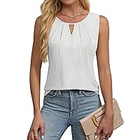 Blooming Jelly Womens Tank Tops Dressy Casual Blouse Sleeveless Crewneck Pleated Work Shirt Loose Summer Outfits 2024