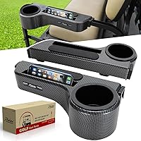 Golf Cart Armrest with Cup Holder/Rear Seat Arm Rests Fit for EZGO/Club Car/Yamaha & Most Golf Cart, Upgrade 3rd Gen - with Phone Holder, No Drilling Required, Fit 1.0