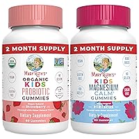 MaryRuth Organics Kids Magnesium Citrate Gummies & Kids Probiotic Gummies Bundle | Magnesium Supplement | Stress Relief, Bone, Nerve Health | Digestive Support, Immune Support & Gut Health Supplement.