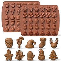 AIERSA Christmas Chocolate Molds Silicone, 2 Pcs 30 Cavity Christmas Molds for DIY Christmas Chocolate, Candies, Jello