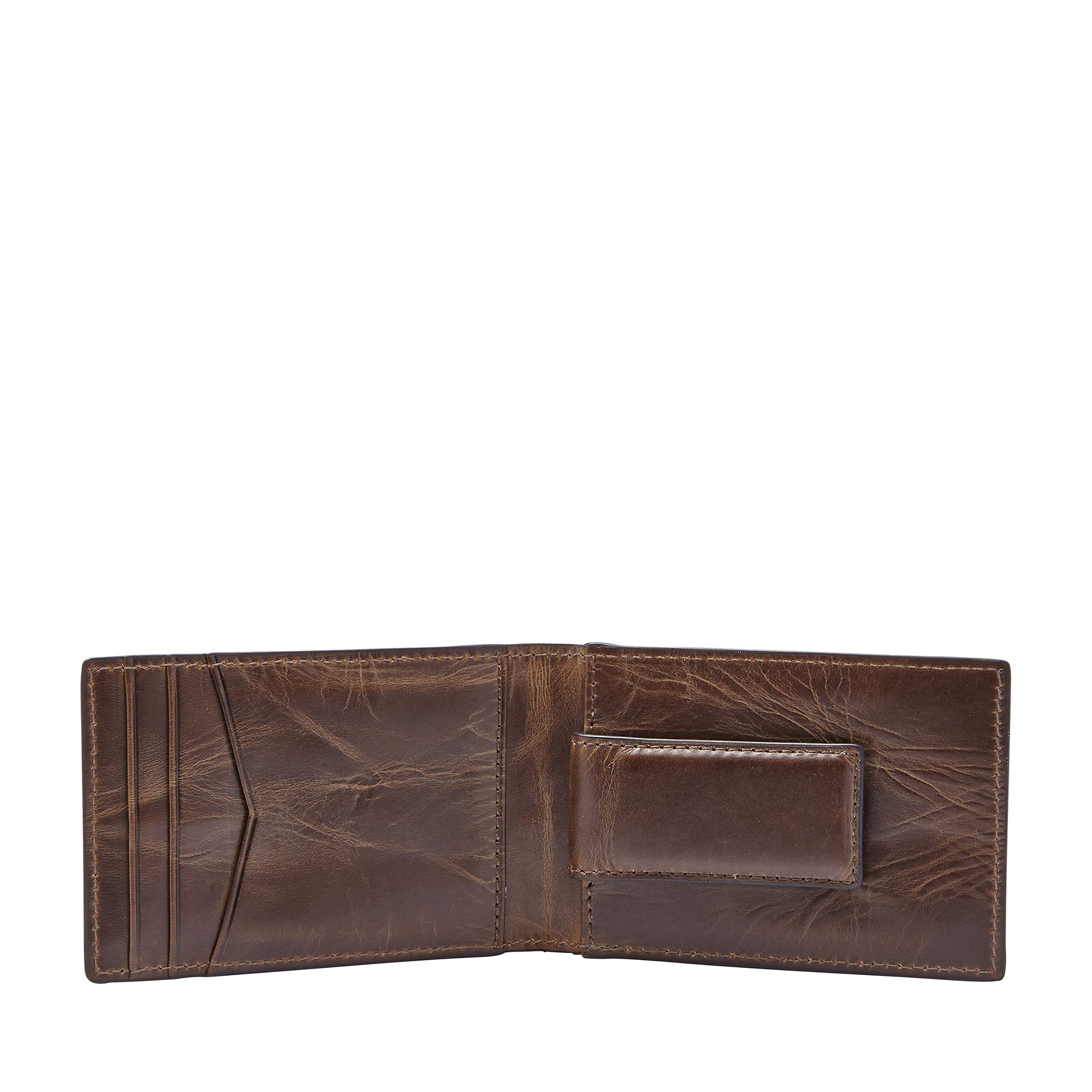 Fossil Men's Leather Slim Minimalist Money Clip Bifold Front Pocket Wallet for Men