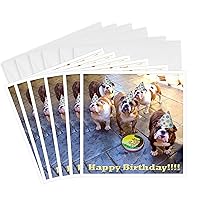 3dRose English Bulldog Birthday - Greeting Cards, 6 x 6 inches, set of 6 (gc_39567_1)