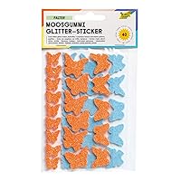 Glorex GmbH Folia 23793 - Foam Rubber Glitter Stickers, 40 Pcs, Butterfly, Orange/Blue Assorted