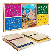 Becko US Portable Puzzle Board with 4 Sorting Drawers & Cover Boards, Wooden Jigsaw Puzzle Table with Smooth Flannel Top & Groove Handles, Easy to Move, for 1000 Piece Jigsaw Puzzles
