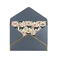 Pink Flower Show Steer Cows Cattle Print Thank You Cards With Envelopes Classic Blank Thank Pearl Paper Greeting Card,