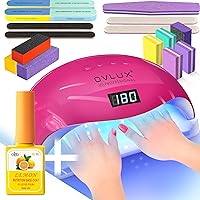 OVLUX Nail Care Set: 180W UV LED Nail Lamp with 57 Bulbs & 4 Timer Settings for Acrylic & Gel Polish Drying + QBD Nutrition Base Coat, 15ml UV Gel Nail Polish Enriched with Vitamin C