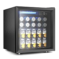 EUHOMY 55 Can Beverage Refrigerator cooler-Mini Fridge Glass Door for Beer Drinks Wines, Freestanding Beverage Fridge with Adjustable Shelves Blue LED for Home/Office/Dorm/Bar (1.3cu.ft)