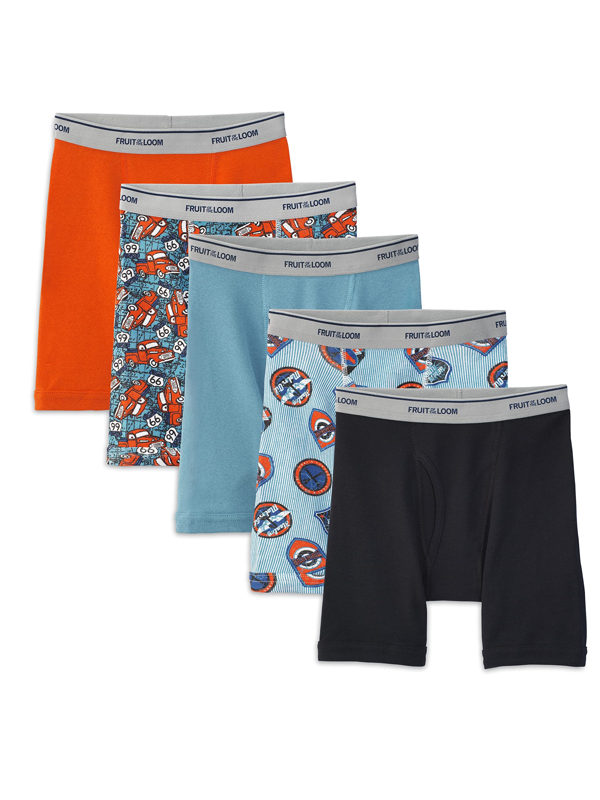 Fruit of the Loom Boys' 5 Pack Assorted Print Boxer Briefs