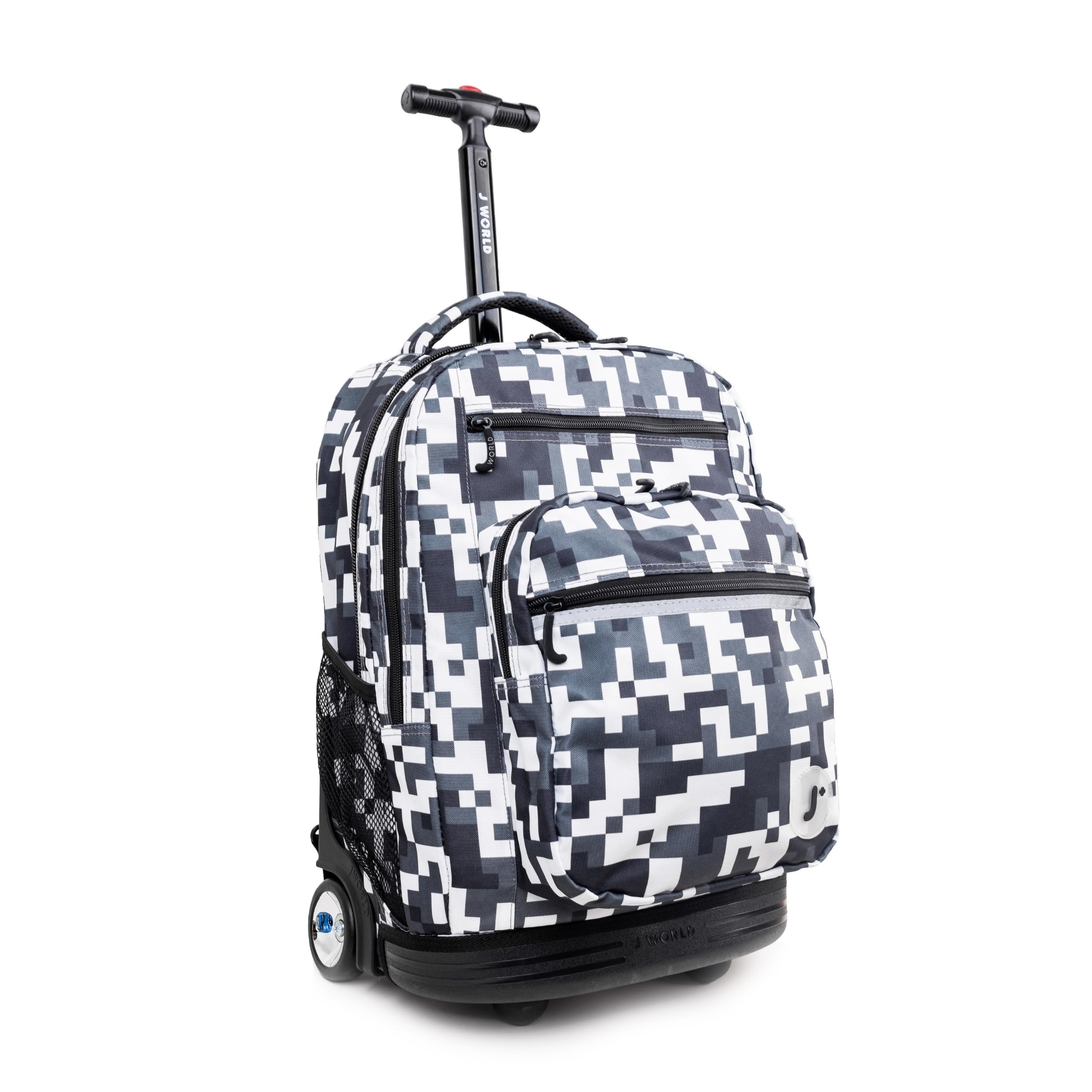 J World New York Sundance Rolling Backpack Girl Boy Roller Bookbag, CAMO, 20 Inch