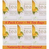 Brassica® DECAF. Green W/Orange Tea W/sgs~ 6 Boxes (96 Tea Bags)