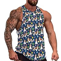 Cartoon Basset Hound Men's Workout Tank Top Casual Sleeveless T-Shirt Tees Soft Gym Vest for Indoor Outdoor
