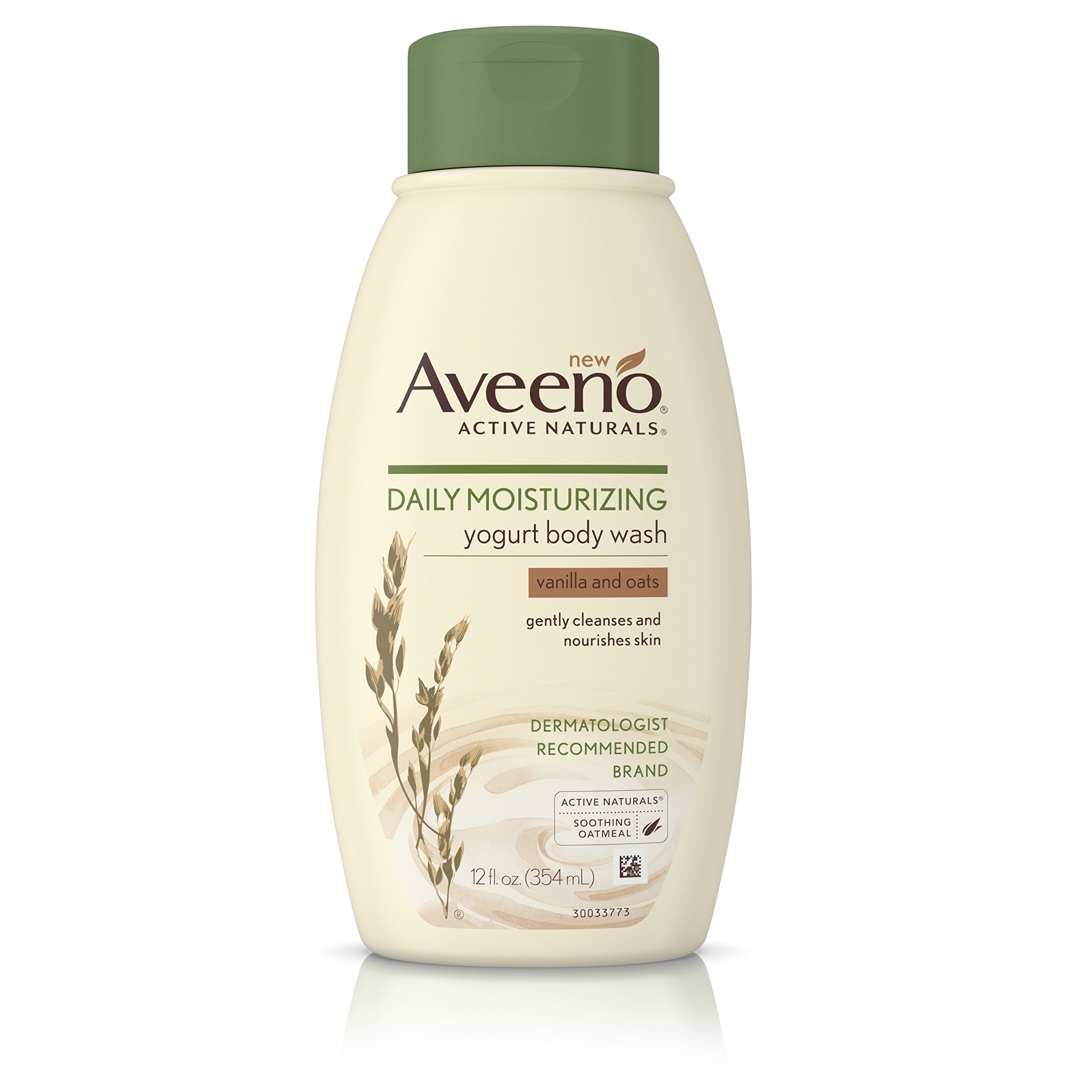 Aveeno Daily Moisturizing Yogurt Body Wash for Dry Skin with Soothing Oat & Vanilla Scent, Gentle Body Cleanser, 12 fl. oz (Pack of 3)