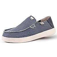 Barbeach Canvas Mens Slip On Loafers - Lightweight Canvas Slip in Shoes - with Leather Lined Memory Foam Insoles - Mens Casual Slip on Summer Shoes - Machine Washable