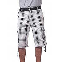 Pro Club Men's Cotton Twill Cargo Shorts with Belt - Regular and Big & Tall Sizes