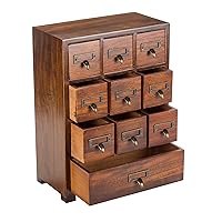 Card Catalog Traditional Solid Wood Small Chinese Medicine Small Curio Cabinet l Vintage Retro Look Tea Storage Organizer Apothecary Drawer Dresser l Modern Gadget Shelf | Tall - FULLY ASSEMBLED