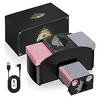 One Key Start Automatic Electric Card Shuffler for 1 - 2 Deck Playing Cards, Family Game Night or Casino Poker Card Machine for Blackjack UNO Skip Bo Canasta Phase 10 etc Cards, Battery&USB-C Powered