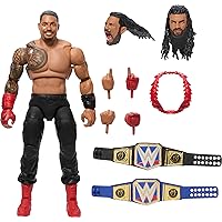 Mattel WWE Ultimate Edition Action Figure & Accessories, 6-inch Roman Reigns Collectible Set, Swappable Heads & Hands, Entrance Gear & 30 Articulation Points