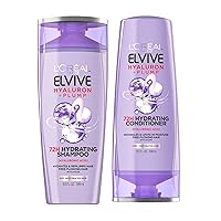 Elvive Hyaluron Plump Hydrating Shampoo & Conditioner for Dehydrated, Dry Hair Infused with Hyaluronic Acid Care Complex, Paraben-Free, 12.6 Fl Oz