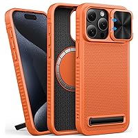 for iPhone 15 Pro Max Case with Stand, Compatible with MagSafe, Sliding Lens Cover, Military-Grade Shockproof Protection Hard PC Magnetic Rugged Cover for iPhone 15 Pro Max 6.7