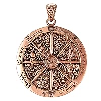 Copper Wheel of the Year Pagan Sabbat Pendant