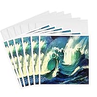 3dRose Greeting Cards - Going With The Flow Ocean Waves - 6 Pack - Taiche - Acrylic Painting - Seascape