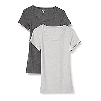 Amazon Essentials Women's Slim-Fit Cap-Sleeve Scoop Neck T-Shirt, Pack of 2