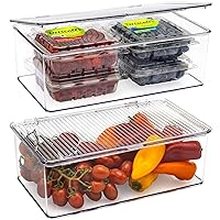 Sorbus Pantry Storage Organizer with Lids- Clear Plastic Refrigerator Organizer Bins- MultiPurpose & Versatile Stackable Cabinet Organizers- Cosmetics, Laundry, Office Supplies, Food Organizer- 2 Pack