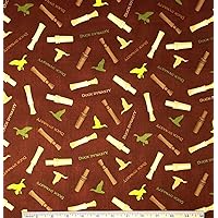 Spring Creative 1/2 Yard - Duck Calls Ducks Hunting on Brown Cotton Fabric (Great for Quilting, Throws, Sewing, Craft Projects, and More) 1/2 Yard x 44