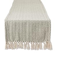 DII Woven Basic Tabletop Collection, Chevron Table Runner, 15x72, Artichoke