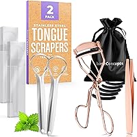 Tongue Scraper 2 Pack and Eyelash Curler Bundle