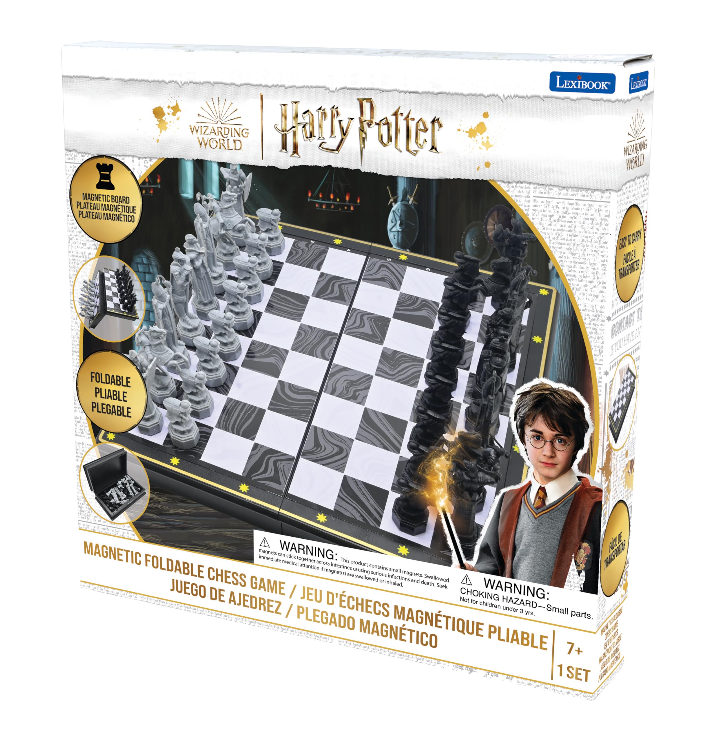 LEXiBOOK - Harry Potter Chess Games, Magnetic and Foldable Chess Board, 32 Pieces, Family Game, CGM300HP