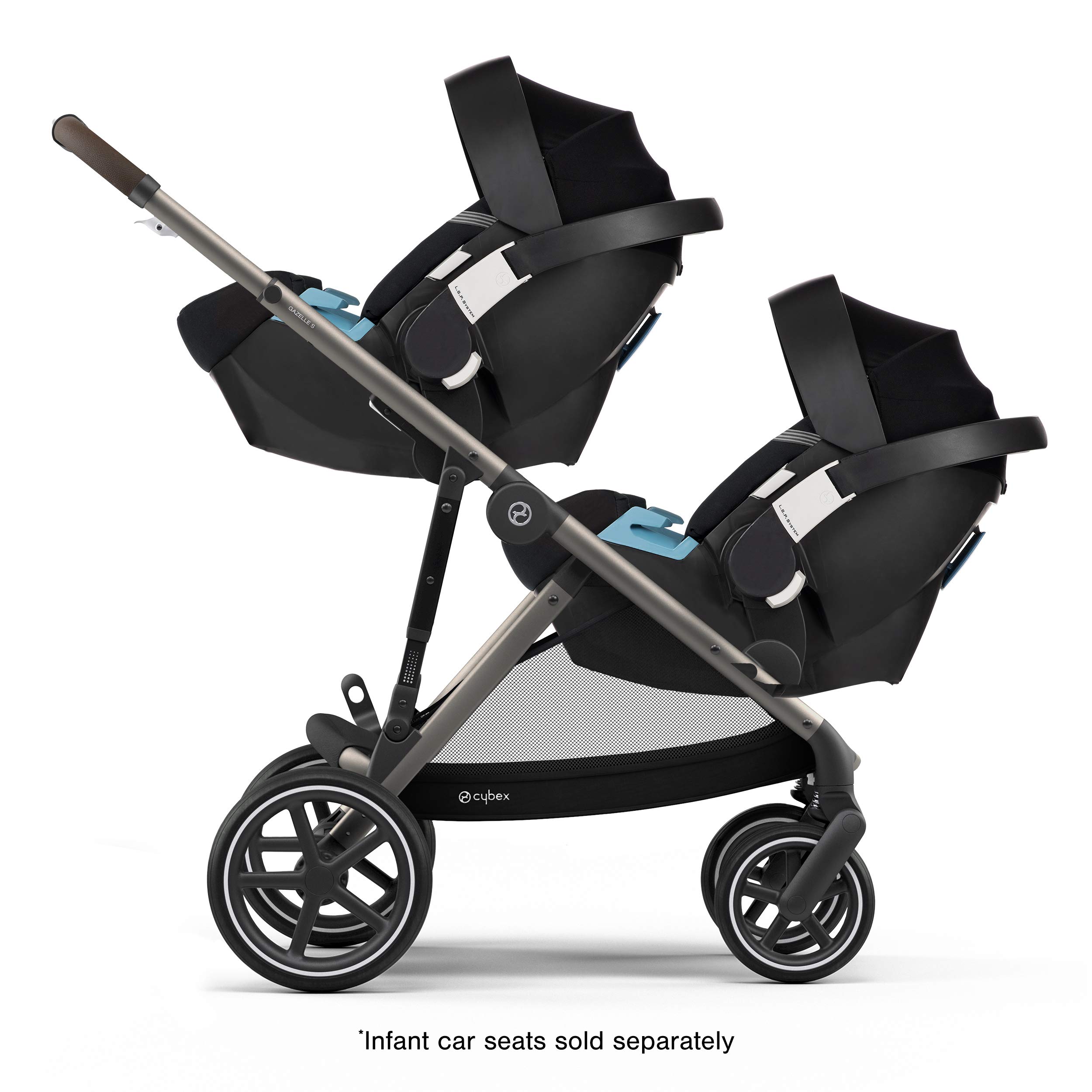 Gazelle S Stroller Modular Double Stroller for Infant and Toddler Includes Detachable Shopping Basket Over 20+ Configurations Folds Flat for Easy Storage