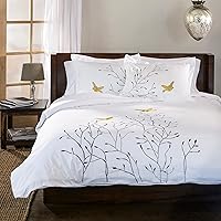 Superior Swallow Embroidered Duvet Cover Set, Long-Staple Cotton, King/Cal King, Gold