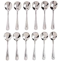 Winco 12-Piece Dots Bouillon Spoon Set, 18-0 Stainless Steel,Silver
