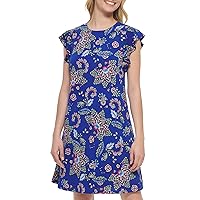 Jessica Howard Women's Printed Knit Jersey Trap Cap Sleevee-Casual