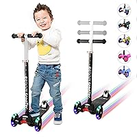 Scooter for Kids 3 Wheels Scooter Kids Scooter, 4 Adjustable Height Lean to Steer,Extra-Wide Deck, Kids Scooter with LED Light Up Wheels Toddlers Girls & Boys from 3 to 12 Year-Old Learn to Steer.
