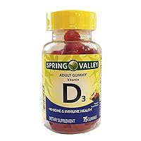 Spring Valley - Vitamin D-3 1000 IU, Peach, BlackBerry, Strawberry Gummie Flavors, 75 Gummies