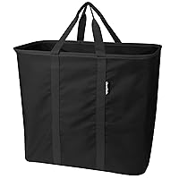CleverMade Collapsible Laundry Caddy, Black/Black - 64L (17 Gal) Large Foldable Laundry Basket with Sturdy Pop-Up Wire Frame, Long Carry Handles - Space-Saving, Collapsible Laundry Basket, Pack of 1