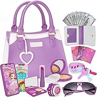 Officygnet Girls Toys for 3 4 5 6 7 8 Year Old - Princess Pretend Play Purse Toys for Little Girls, Toddler Purse with Accessories, Kids Toy Purse Birthday for Girls Ages 2-4 3-5 4-5 6-8 (Purple)