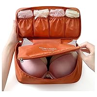 SGirl Portable Waterproof Multi-Functional Women Lady Travel Organizer Bra Storage Underwear Lingerie Bag Cosmetic Makeup Case Toiletry Wash Storage (Orange)
