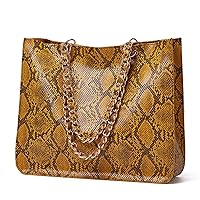 Women Snake Pattern Shoulder Bag PU Leather Purse Chain Braided Shoulder Strap Handbag Fashion Hobo Bag Tote