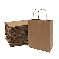 Brown Bags with Handles Bulk - 8x4x10 Inch 400 Pack Small Kraft Paper Shopping Bags, Craft Gift Totes in Bulk for Boutiques, Small Business, Retail Stores, Birthday Parties, Jewelry, Merchandise