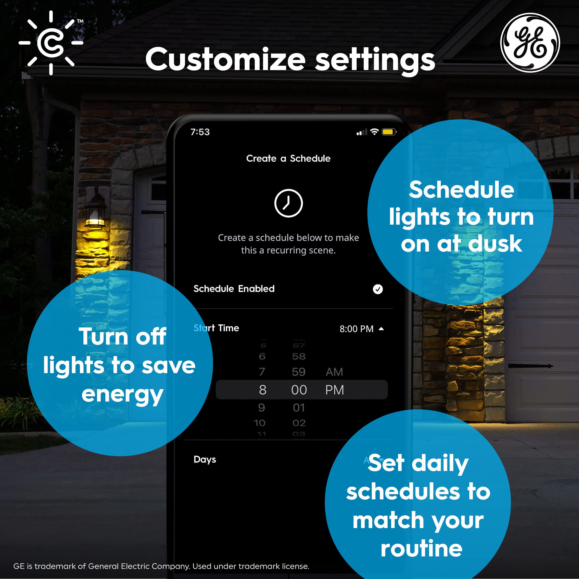 GE Lighting CYNC Smart LED Light Bulbs, Color Changing Lights, Bluetooth and Wi-Fi Lights,Compatible with Alexa and Google Home, PAR38 Outdoor Floodlight Bulbs (Pack of 4)
