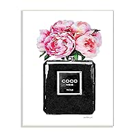 Stupell Industries agp-106 Glam Perfume Bottle Flower Black Peony Pink Wall Art, 10 x 15