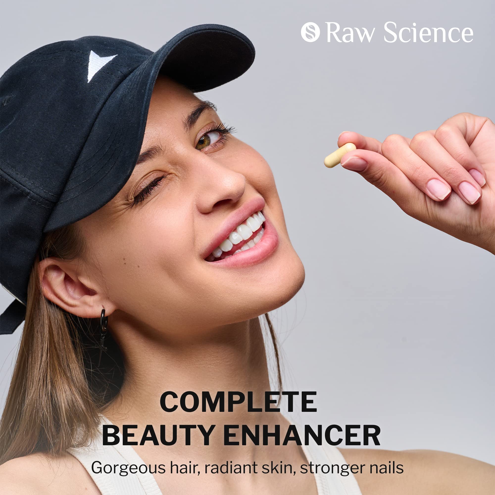S RAW SCIENCE Vitamins for Healthy Hair, Skin and Nails - Biotin & Collagen & Keratin Capsules 25000mcg 60pcs and Biotin & Collagen Drops 30000mcg 2oz