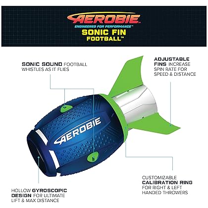 Aerobie Sonic Fin Football, Aerodynamic Russel Wilson Foam Football Toy, Outdoor Games for Kids and Adults Aged 8 and Up