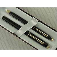 Cross Made in The USA Century Classic Writer's Companion Twin Matte Black and 23k Gel Ink Selectip Rollerball and Ballpoint Pen Gift Combo
